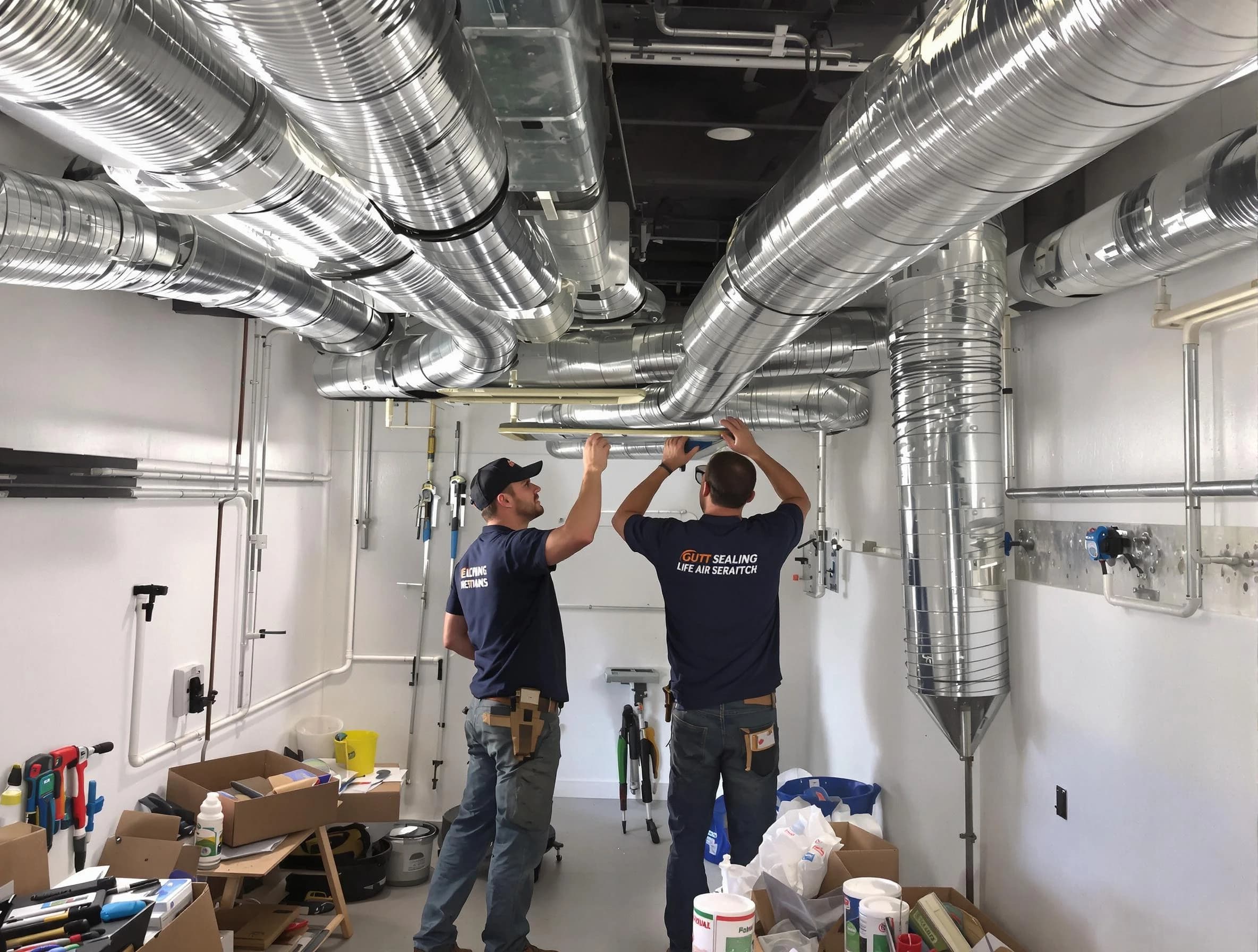 Plain City Air Duct Cleaning technician applying professional duct sealing solutions in Plain City