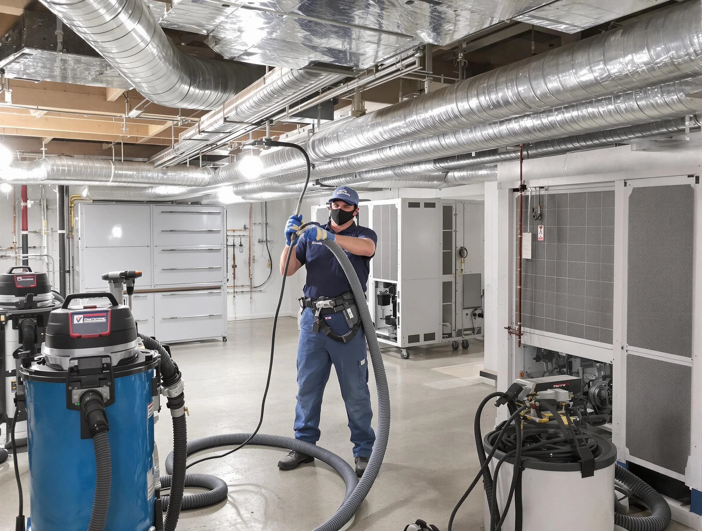 Plain City Air Duct Cleaning specialist performing thorough central air duct cleaning for improved system efficiency in Plain City