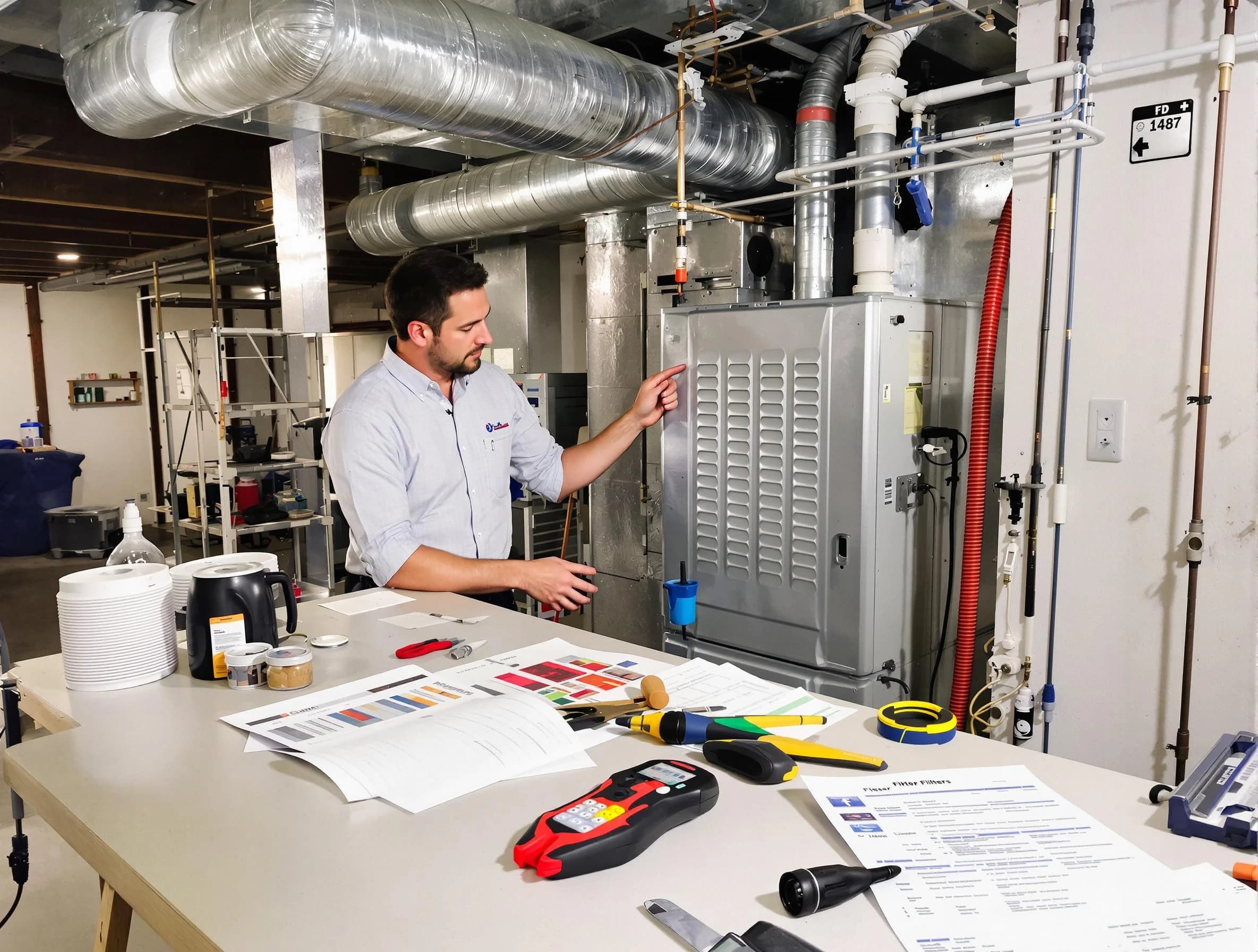 Plain City Air Duct Cleaning inspector conducting detailed filter system evaluation using professional diagnostic tools in Plain City