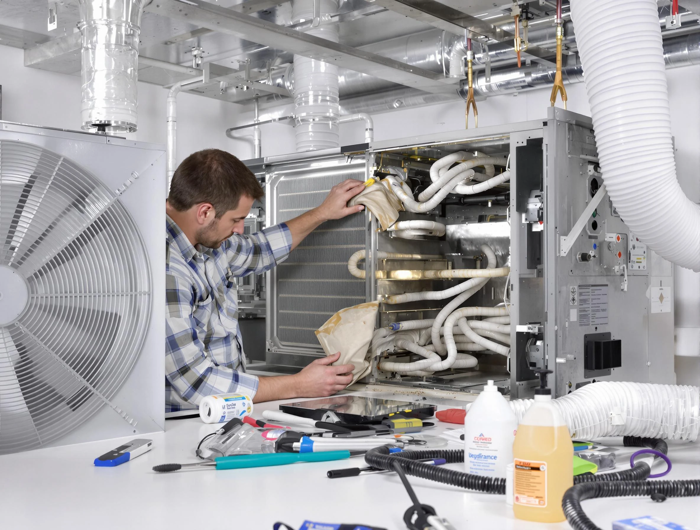 Plain City Air Duct Cleaning specialist performing precision AC coil cleaning in Plain City