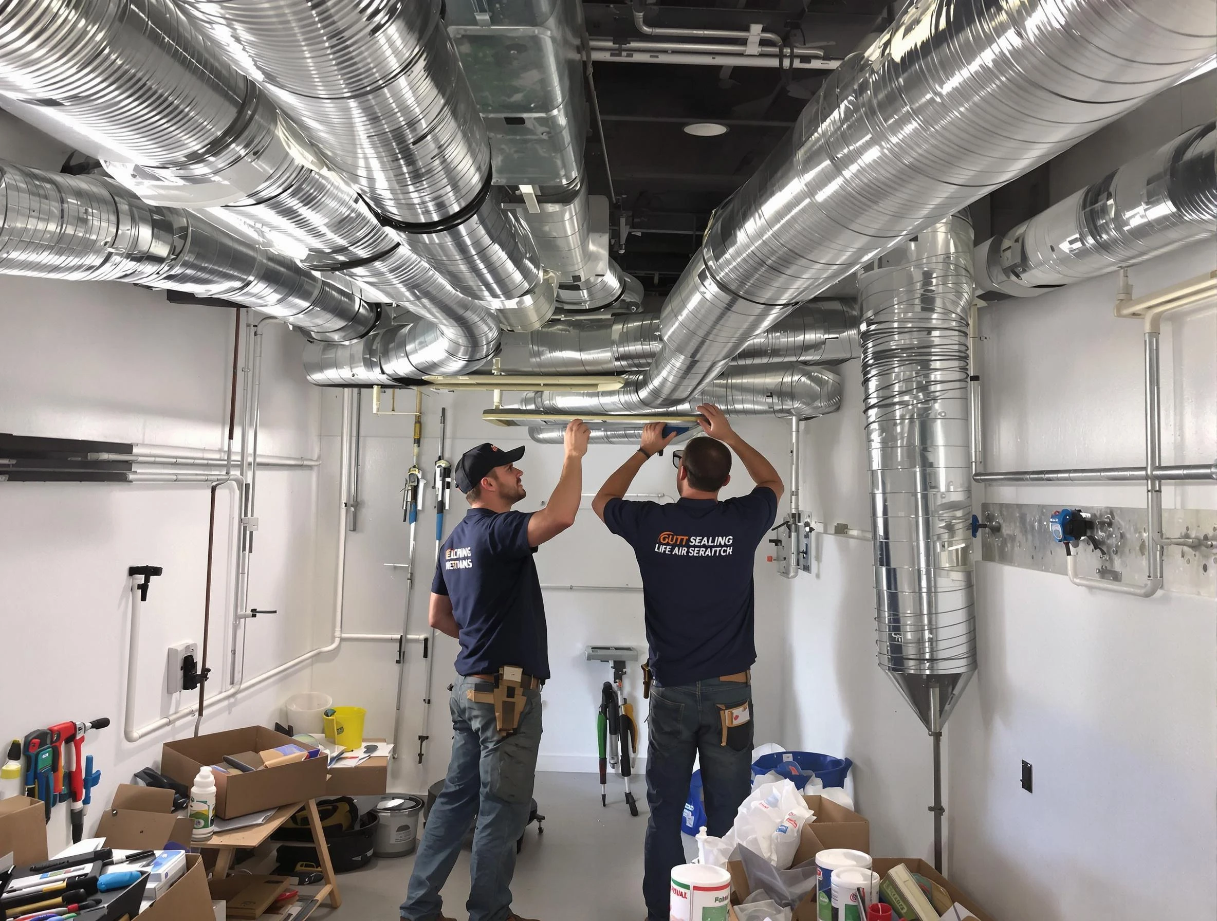 Plain City Air Duct Cleaning technician applying professional duct sealing solutions in Plain City